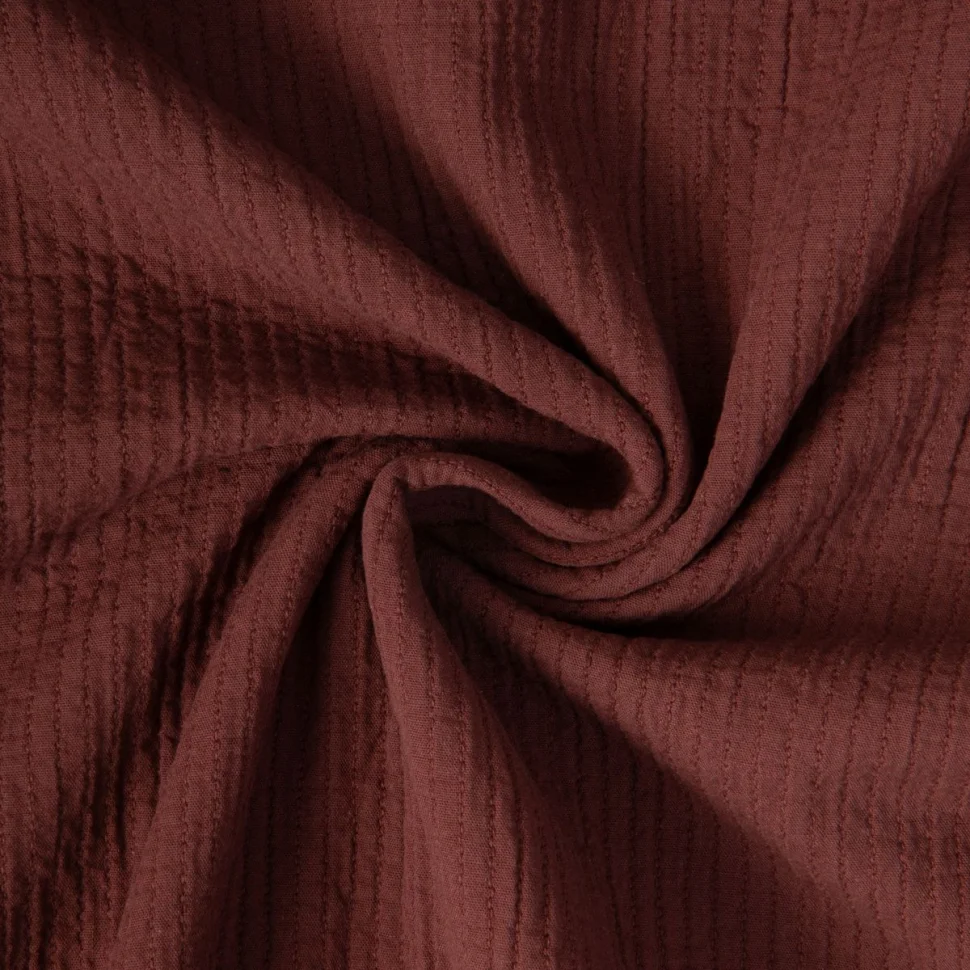 Tissu Coton surpiqué uni Marron