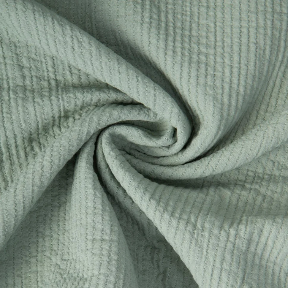 Tissu Coton surpiqué uni Vert amande
