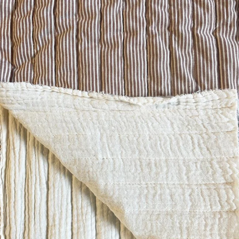 Tissu Matelassé Double gaze réversible Marron