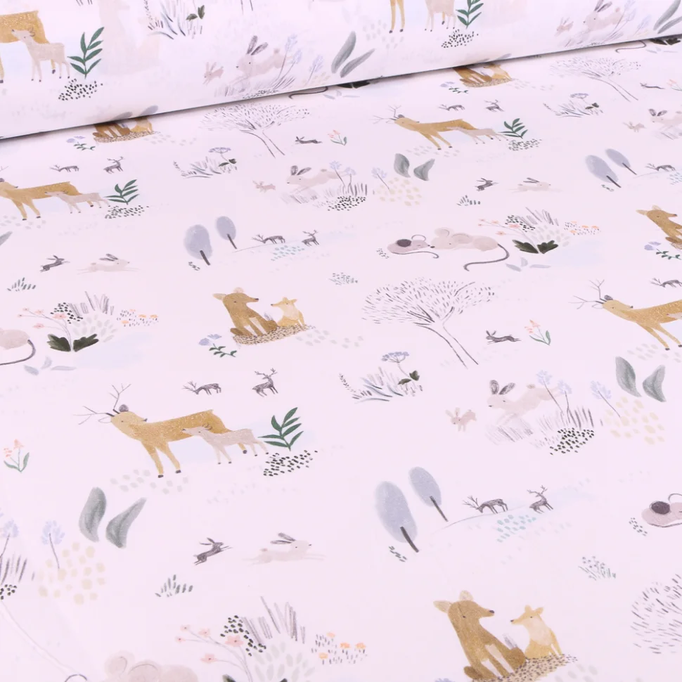 Tissu Coton imprimé Arty Country sur fond Blanc