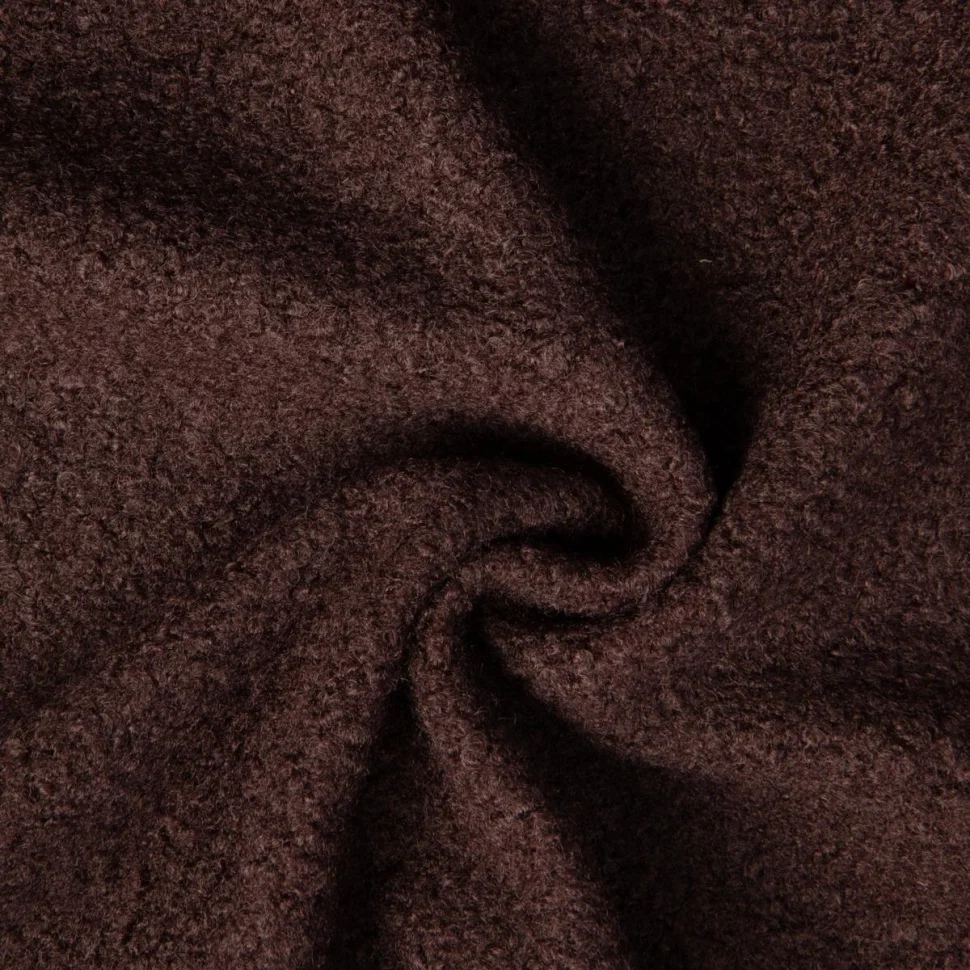 Tissu Bouclette Curly uni Marron chocolat