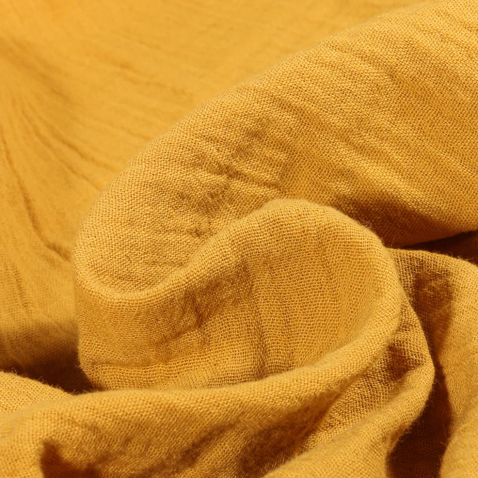 Tissu Double gaze grande largeur uni Jaune moutarde