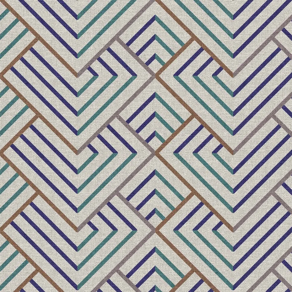 Tissu Coton demi natté Giorgio géométrique sur fond Ecru