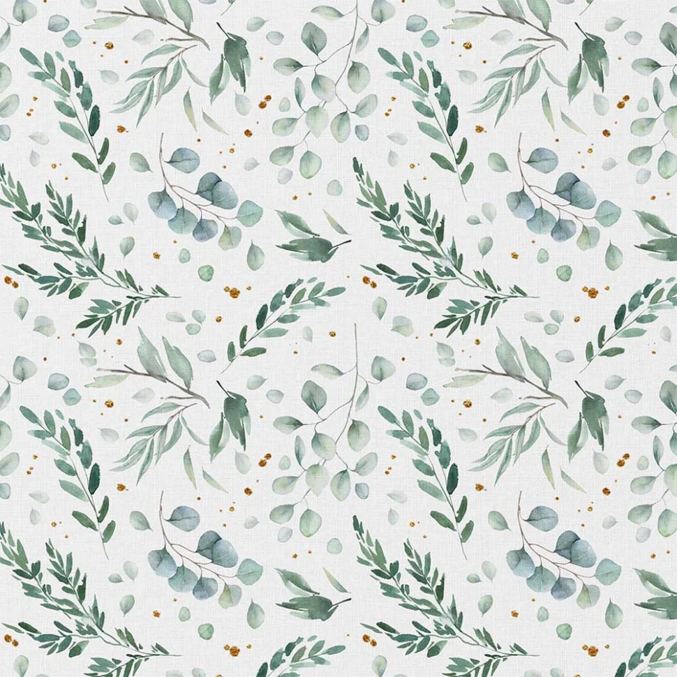 Coupon Tissu Coton imprimé Ito vert sur fond Blanc - Coupon de 20 cm