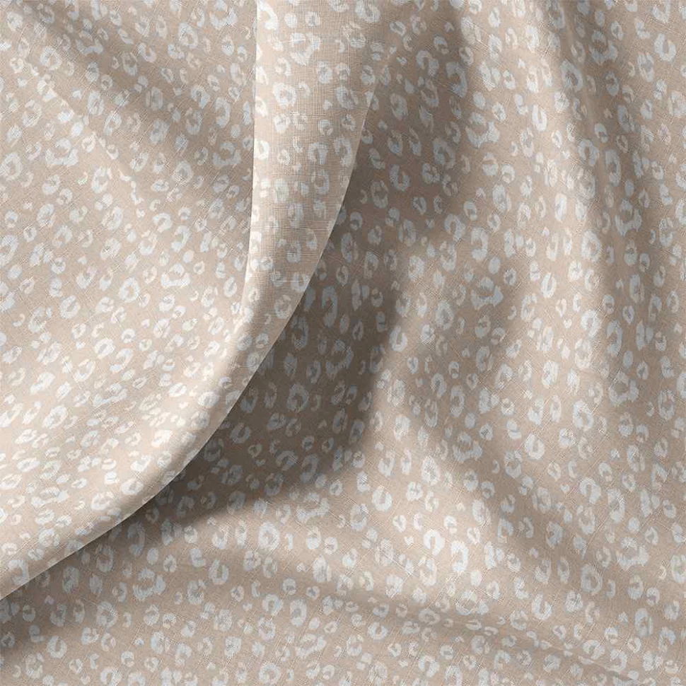 Tissu Coton imprimé léopard Kamar blanc sur fond Beige sable