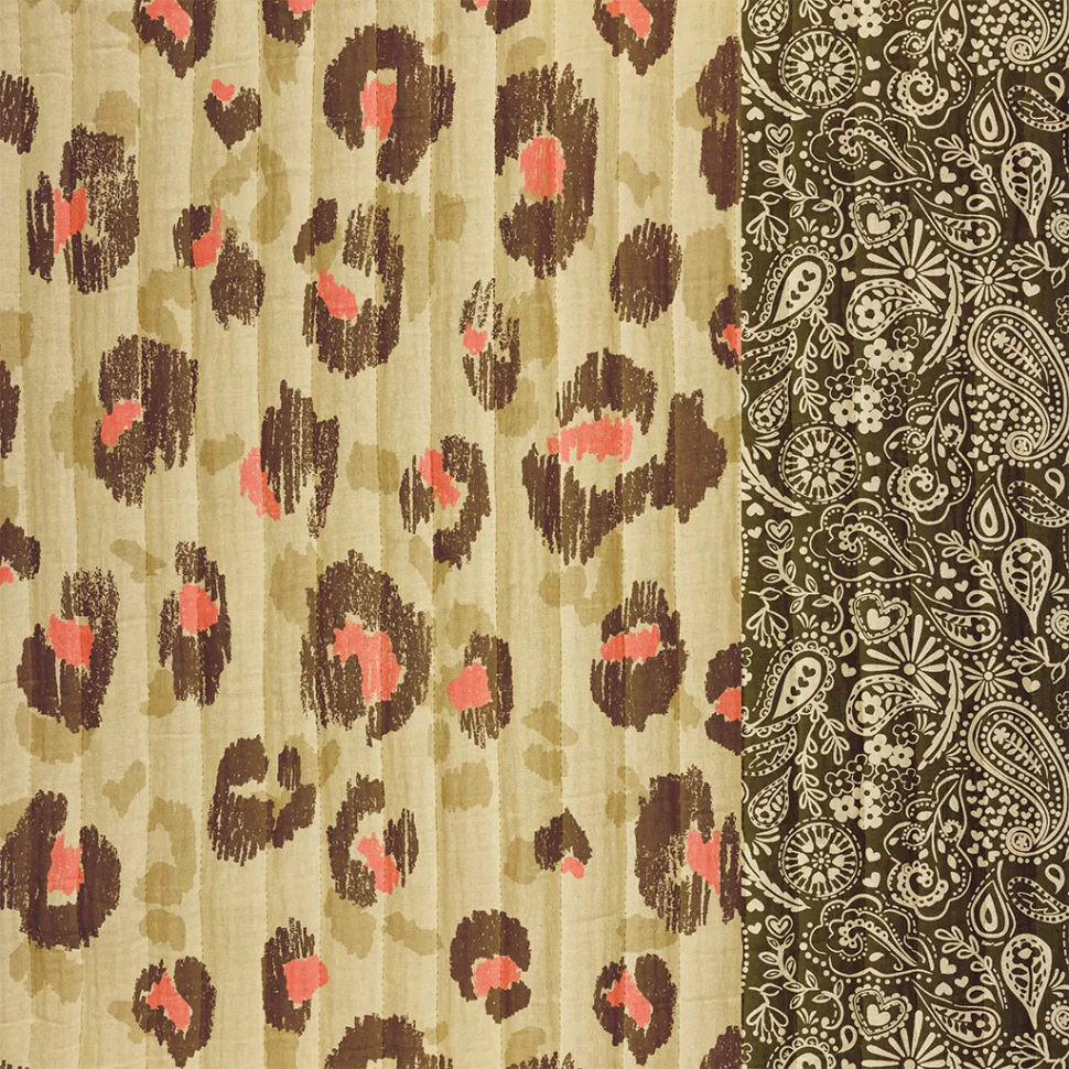 Tissu Matelassé réversible Léopard Karula sur fond Beige