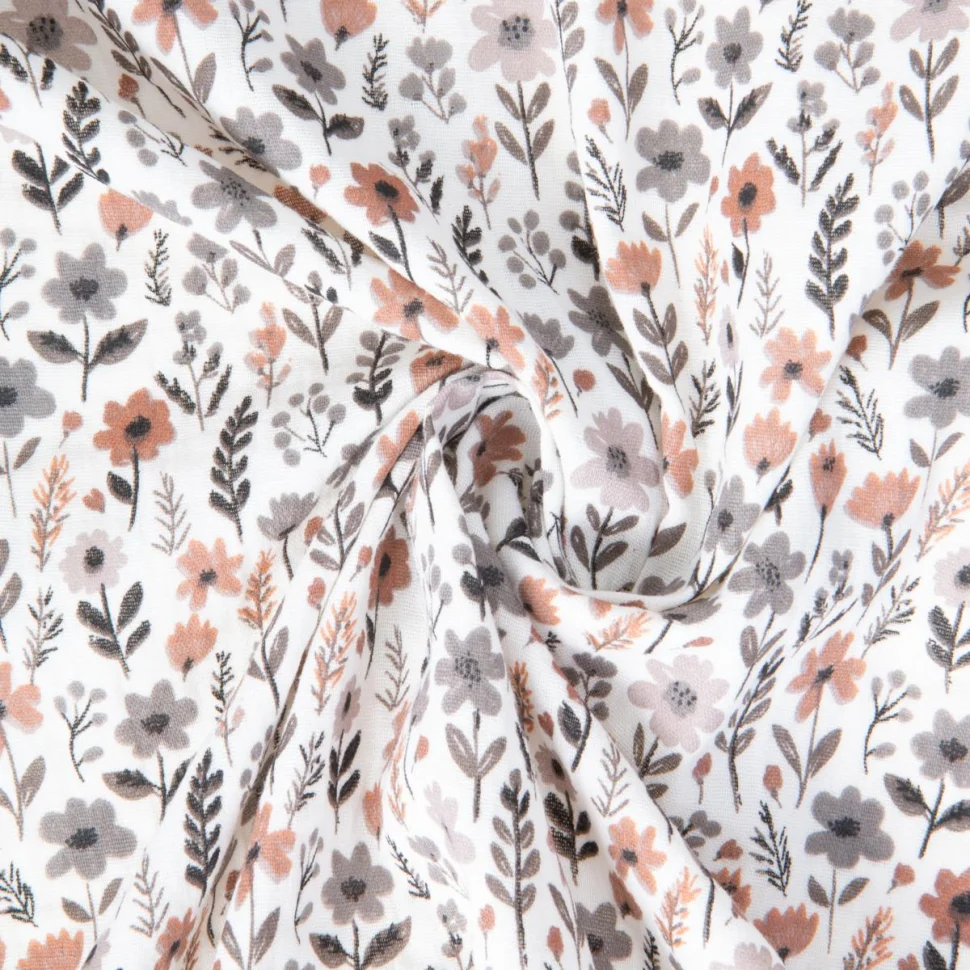 Tissu Double gaze de Coton Maddy petites fleurs Pastel sur fond Blanc