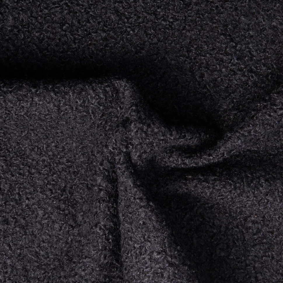 Tissu Lainage Bouclettes uni Noir