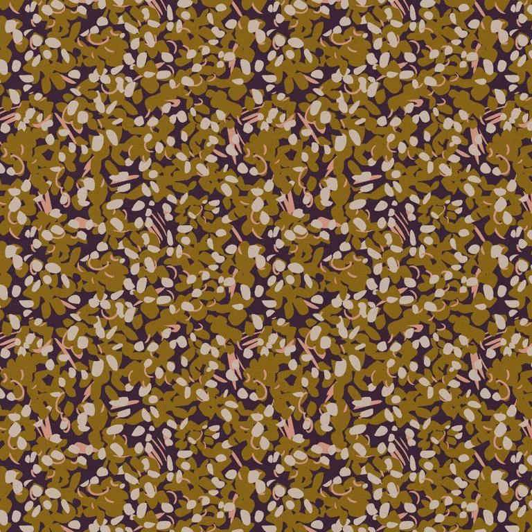 Tissu Viscose imprimé Oizco café sur fond Ocre