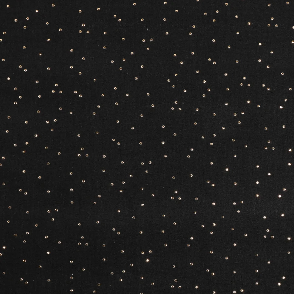 Coupon Tissu Double gaze Baya Pois dorés sur fond Noir - Coupon de 200 cm