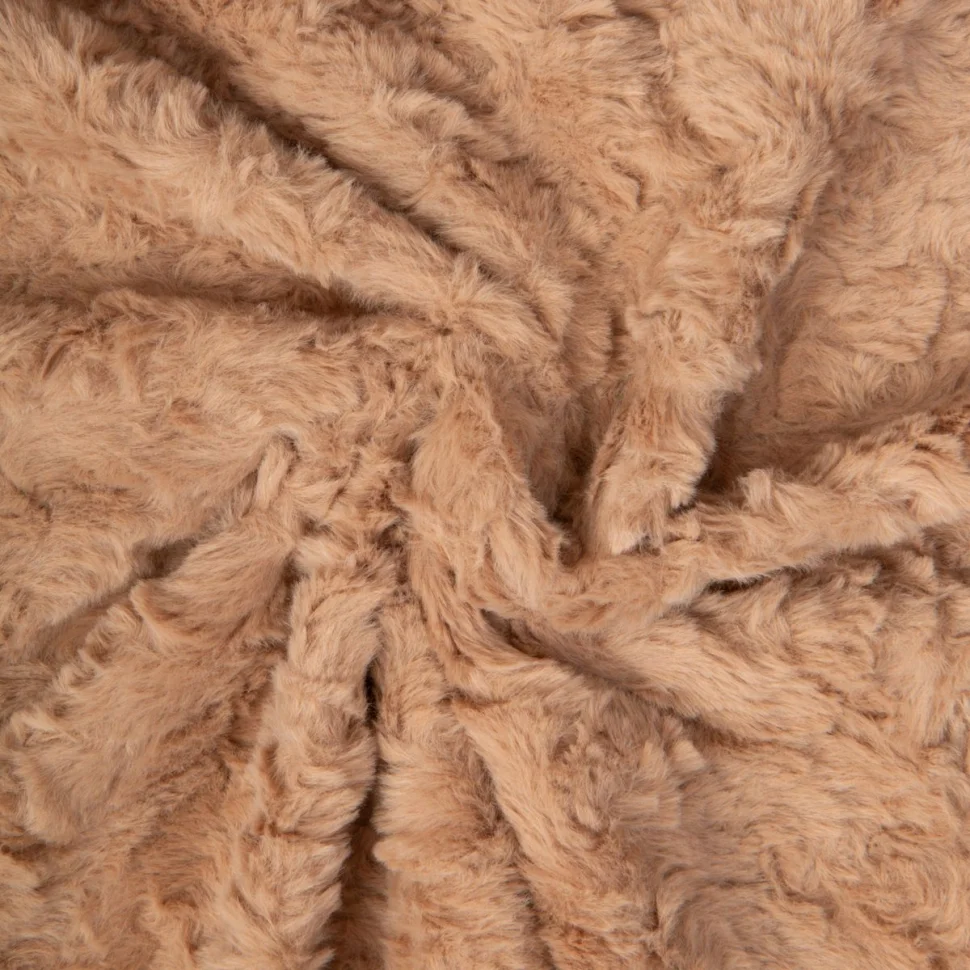 Tissu Fausse fourrure poils long Rabbit sur fond Beige