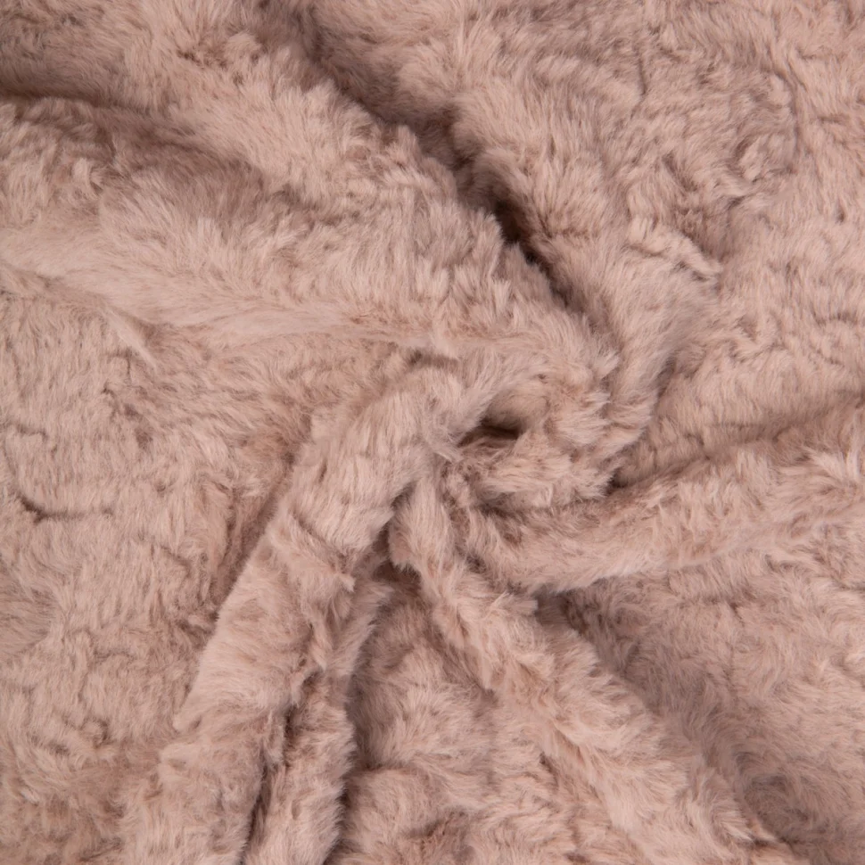 Tissu Fausse fourrure poils long Rabbit sur fond Taupe
