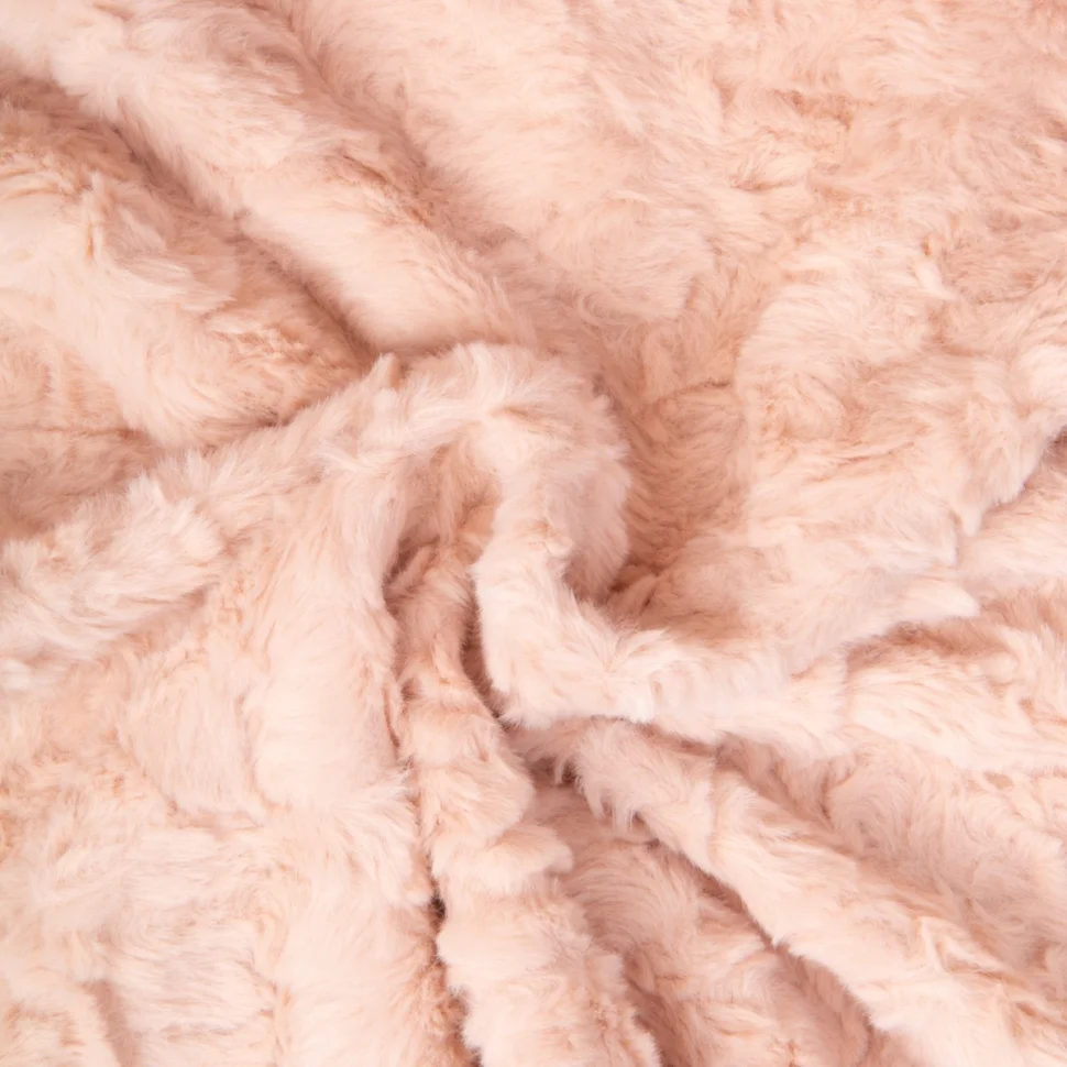 Tissu Fausse fourrure poils long Rabbit sur fond Rose nude