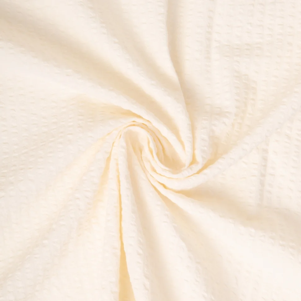 Tissu Seersucker Coton uni Ecru