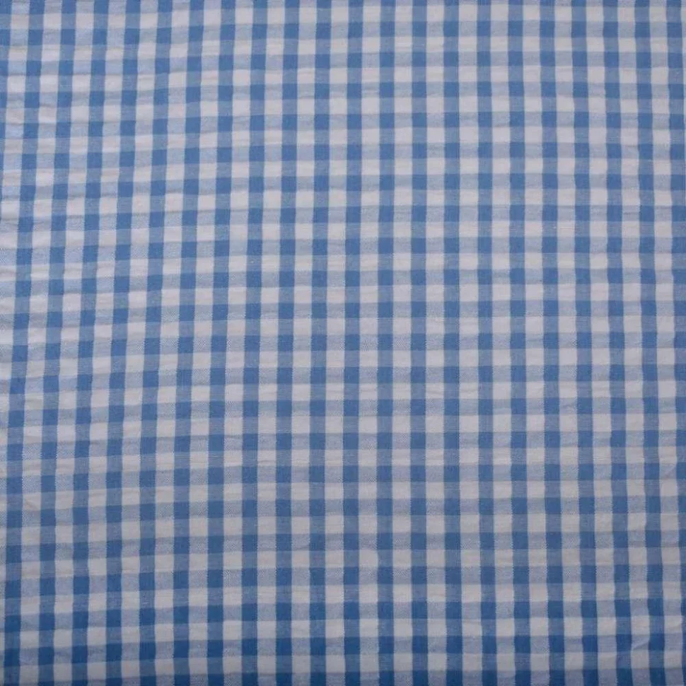 Coupon Tissu vichy Celvia bleu sur fond Blanc - Coupon de 40 cm