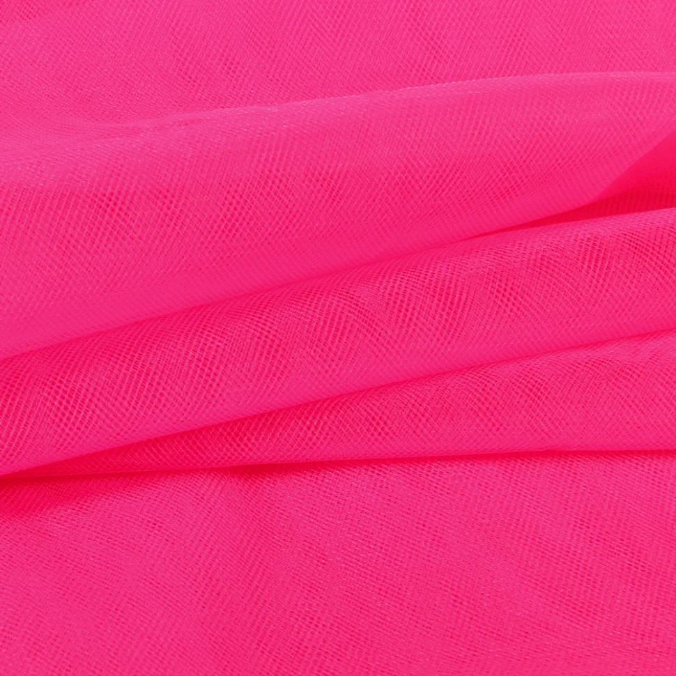 Coupon Tissu Tulle souple grande largeur uni Rose fluo - Coupon de 130 cm