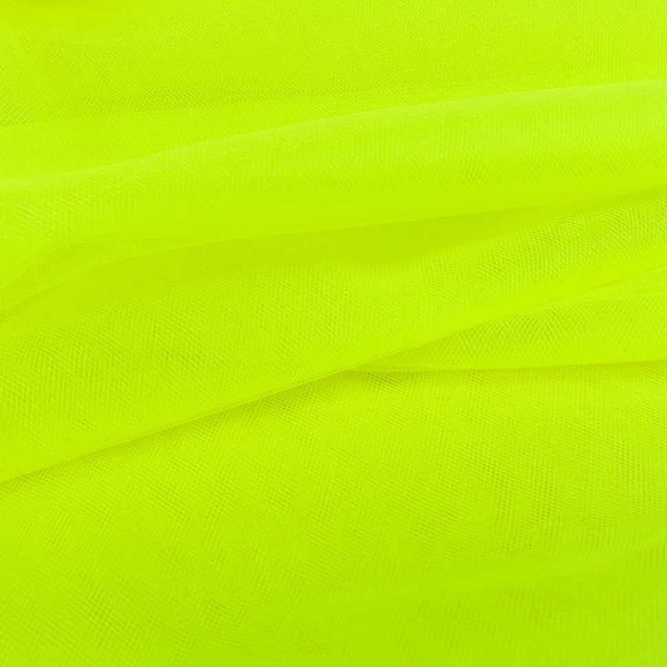 Coupon Tissu Tulle souple grande largeur uni Jaune fluo - Coupon de 100 cm