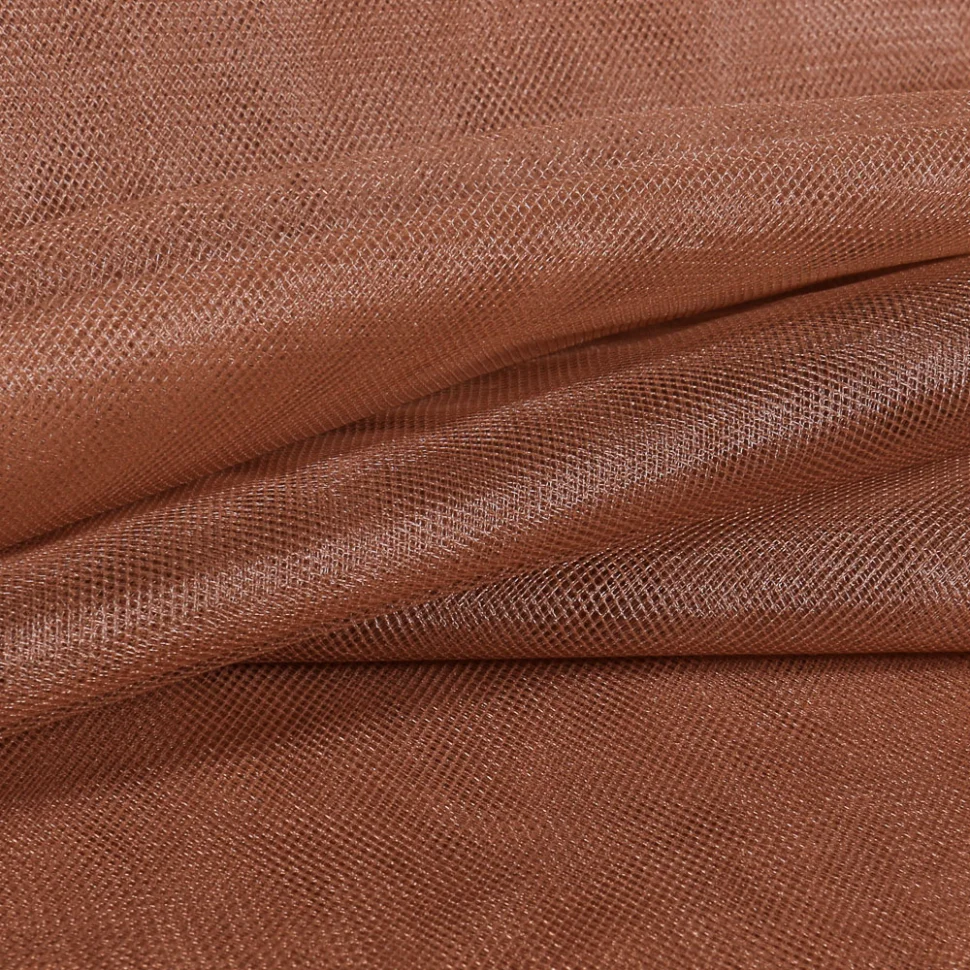 Coupon Tissu Tulle souple grande largeur uni Marron - Coupon de 150 cm