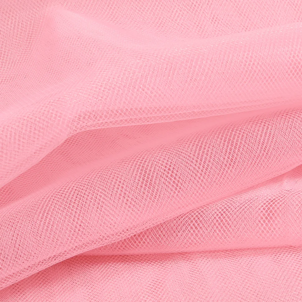 Coupon Tissu Tulle souple grande largeur uni Rose pâle - Coupon de 50 cm