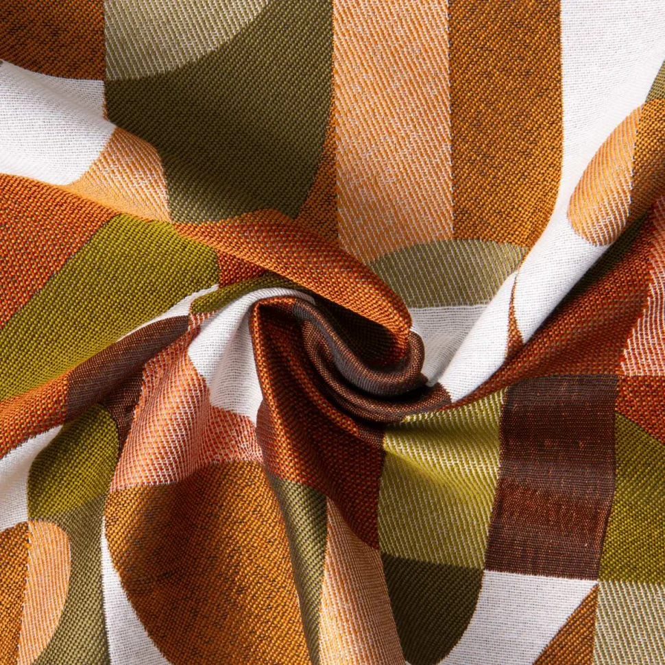 Tissu Jacquard Psychédélique sur fond Bronze