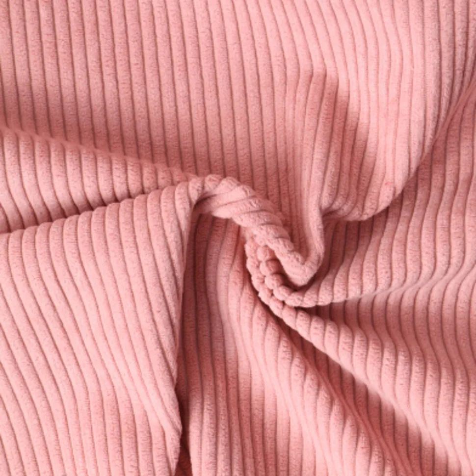 Tissu Velours d'ameublement côtelé Emy uni Rose