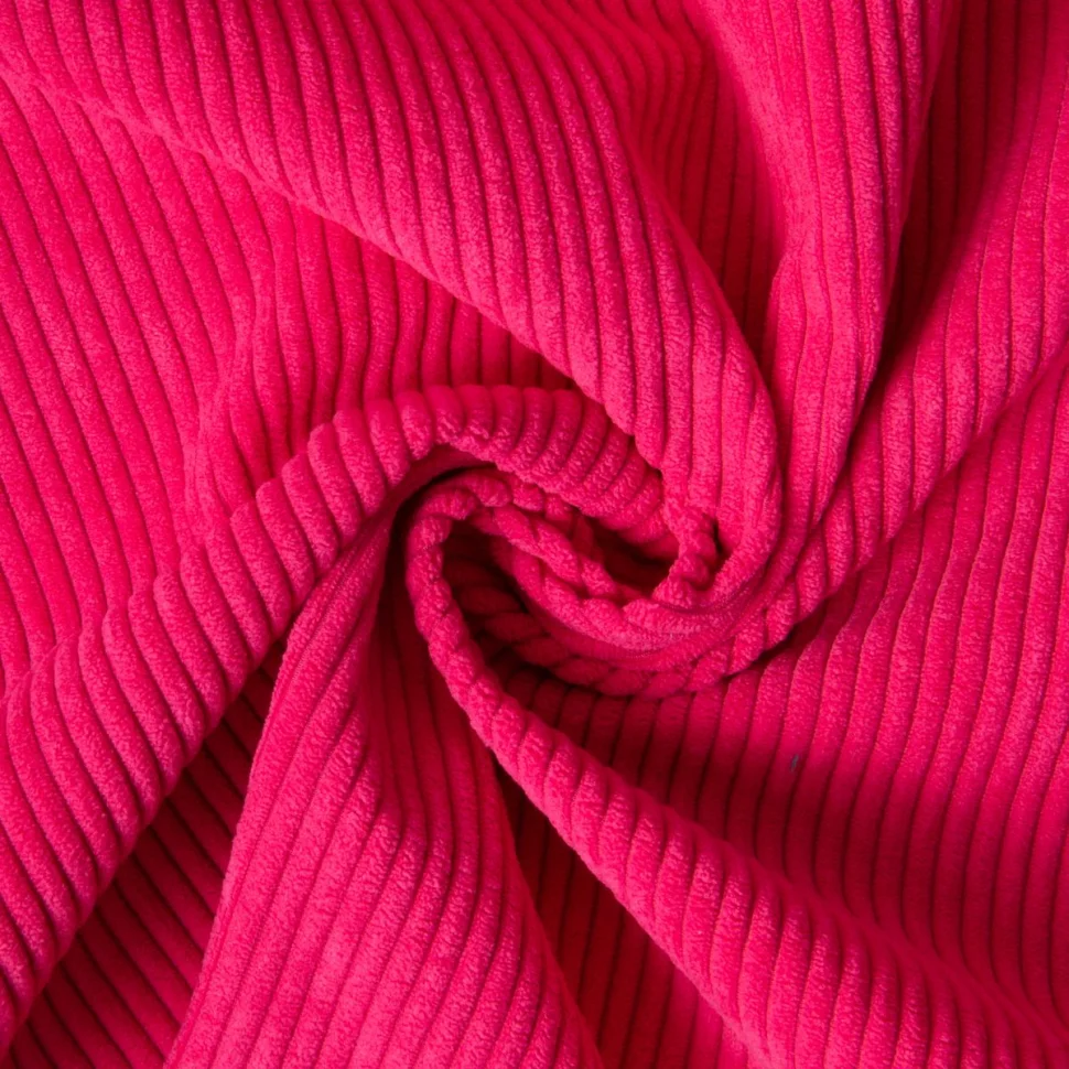 issu Velours d'ameublement côtelé Emy uni Rose fuchsia