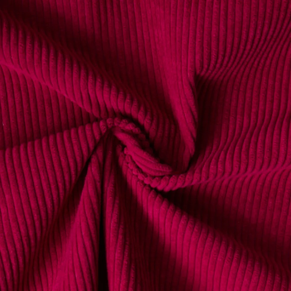 Tissu Velours d'ameublement côtelé Emy uni Bordeaux