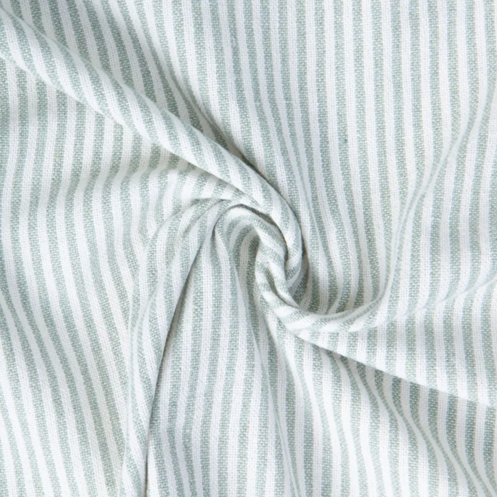 Tissu Coton d'ameublement Simone rayé Vert menthe clair sur fond Blanc