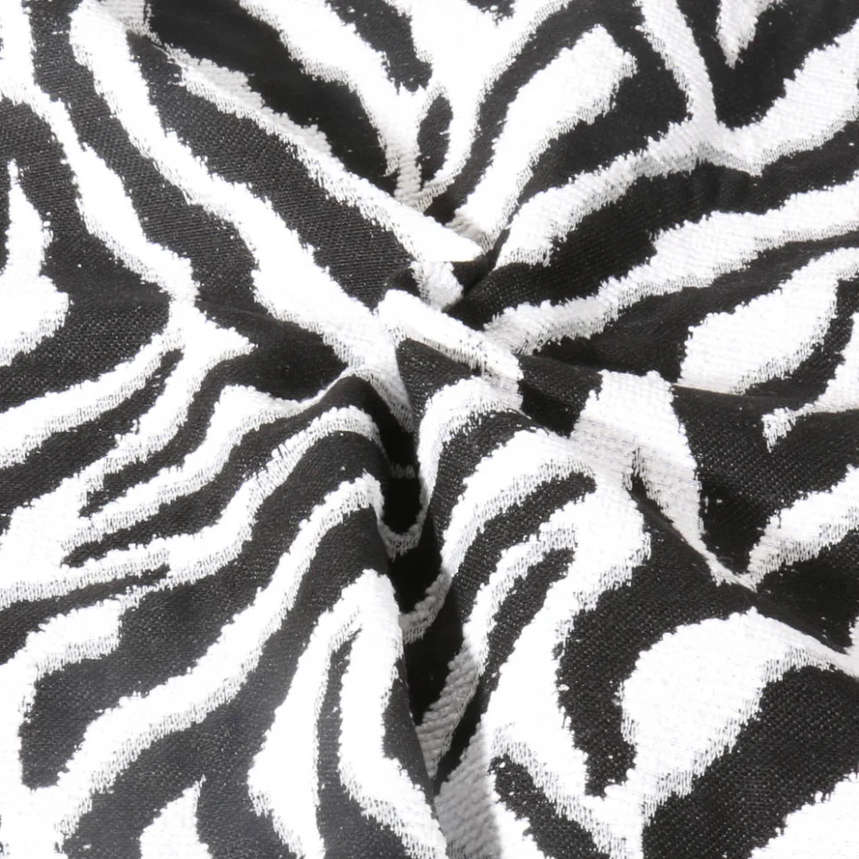 Tissu Jacquard d'ameublement Zebré noir sur fond Blanc