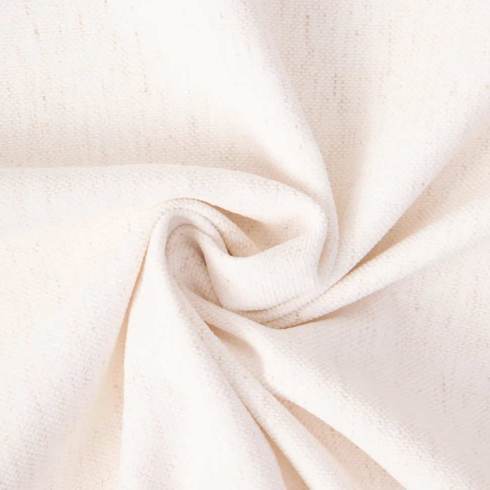 Tissu Lin d’ameublement toucher velours et envers antidérapant uni Blanc chiné