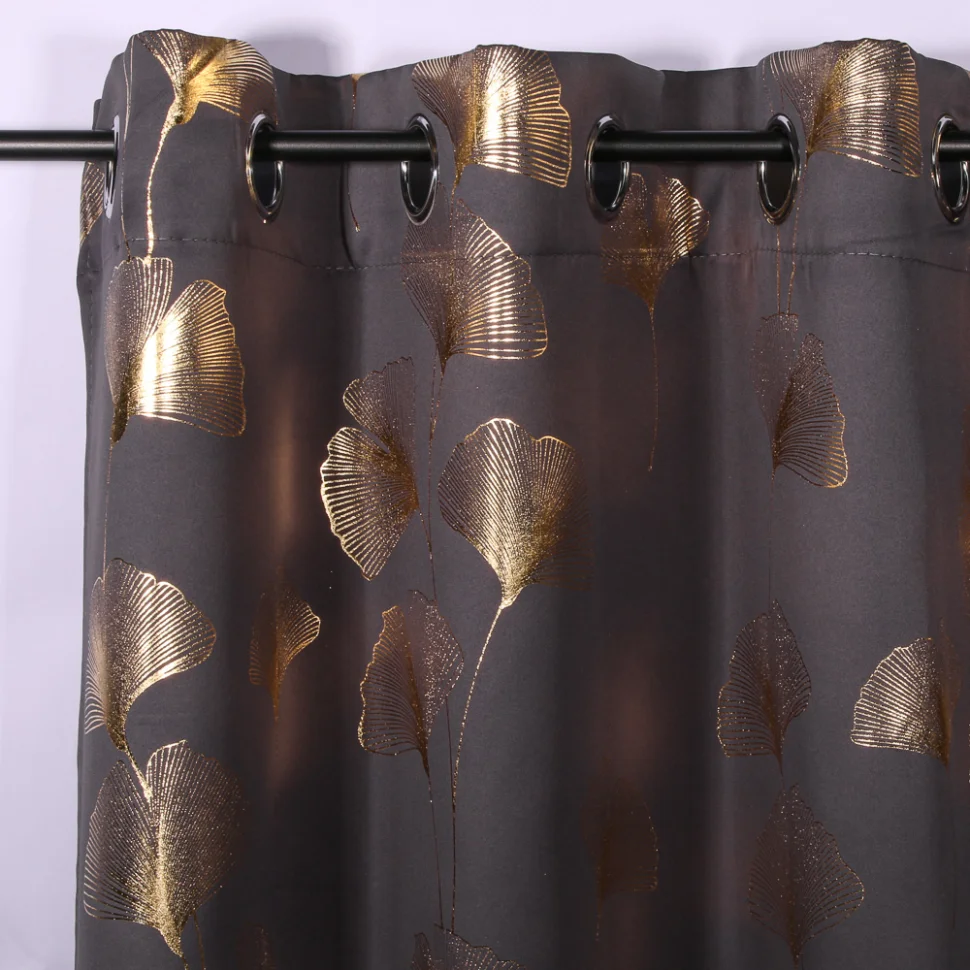 Rideau occultant Craftine 135X240 cm Imprimé Métallisé Carennac Anthracite/Or