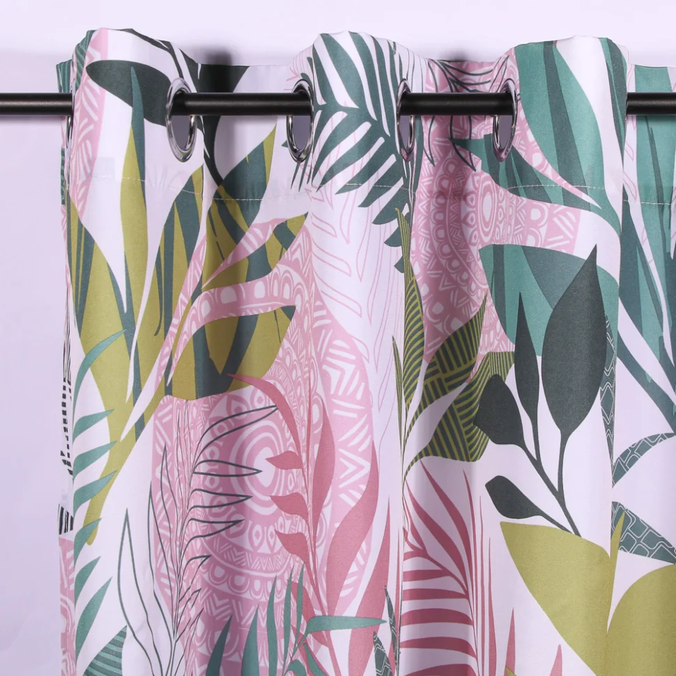 Rideau à oeillets Craftine 140 x 260 cm Polyester Imprimé Lauzerte Rose