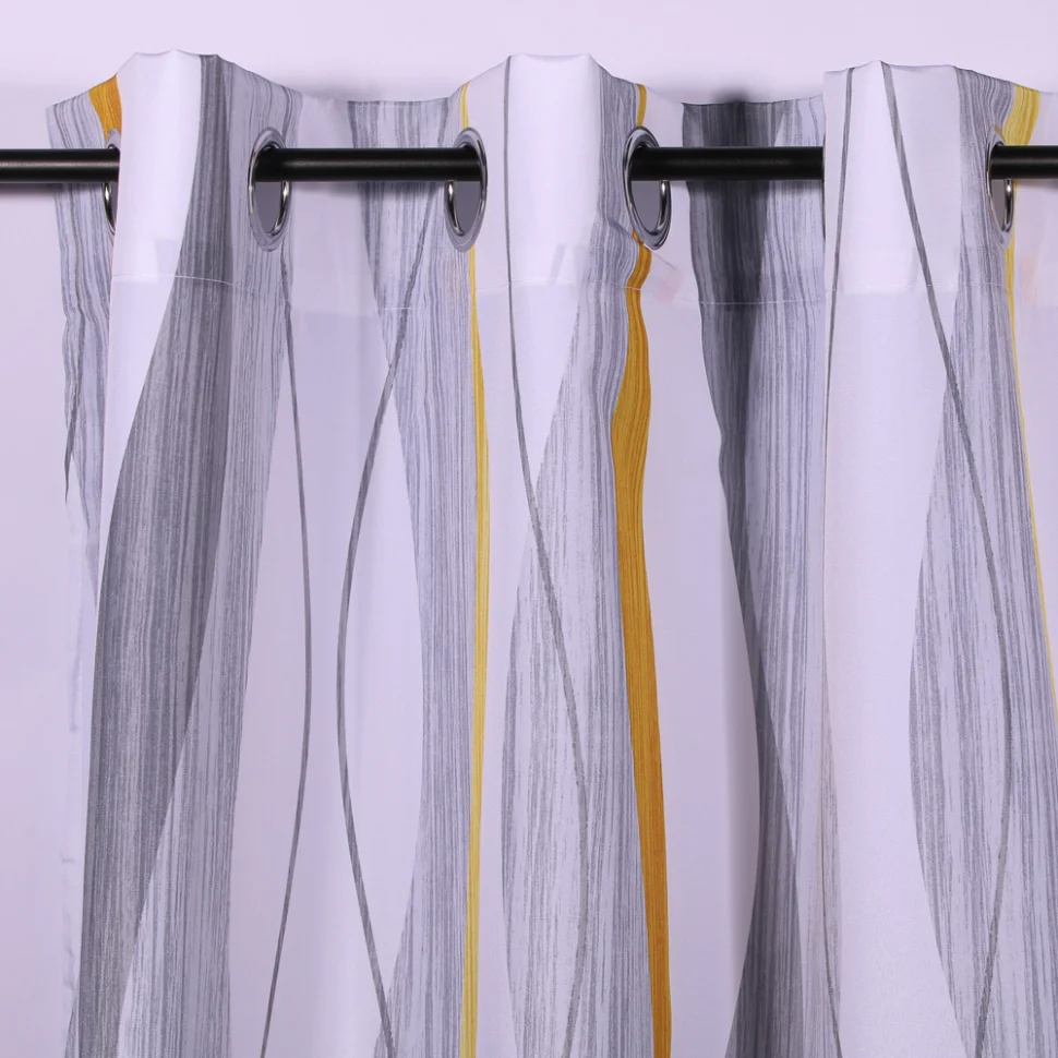 Rideau à oeillets Craftine 140 x 260 cm Polyester Imprimé Eguisheim Jaune/Blanc