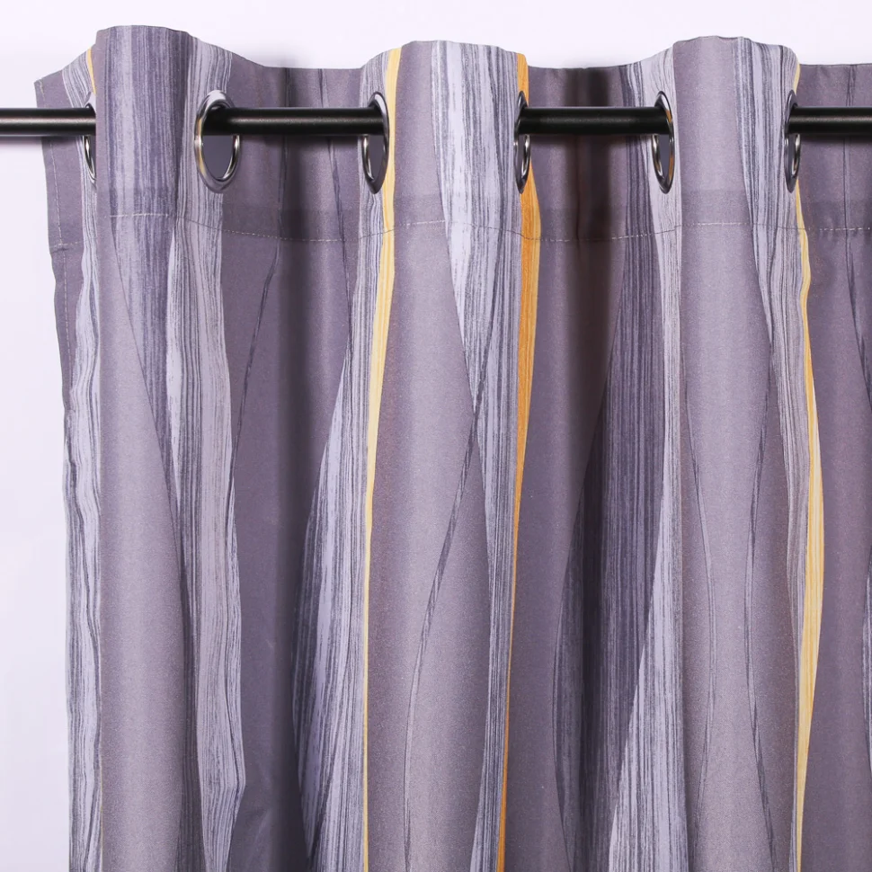 Rideau à oeillets Craftine 140 x 280 cm Polyester Imprimé Eguisheim Jaune/Anthracite