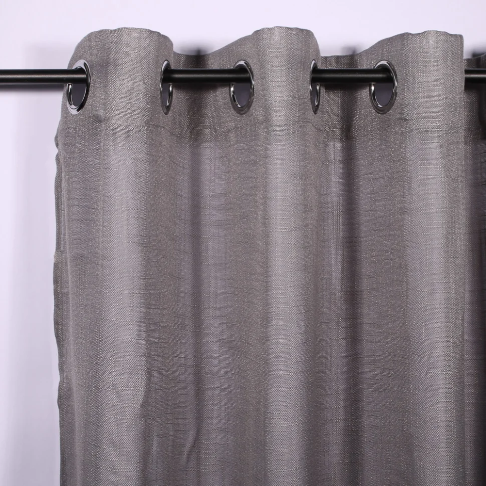 Rideau Voilage à oeillets Craftine 140 x 240 cm Effet Lin Tissé Ars-en-Ré Gris